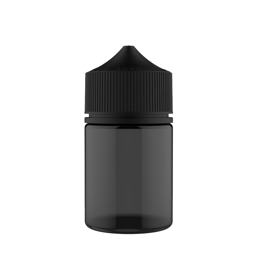 Chubby Gorilla 60ML Stubby Unicorn Bottle - Black Transparent Bottle / Black Cap - V3 - Copackr.com