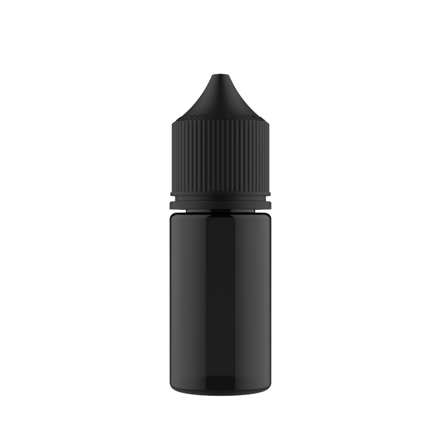 Chubby Gorilla - 30ML Stubby Unicorn Bottle - Transparent Black Bottle / Black Cap - V3 - Copackr.com